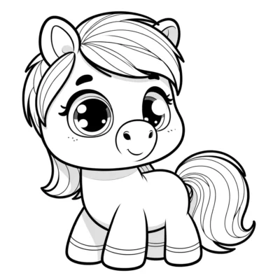 A cartoon of a pony.