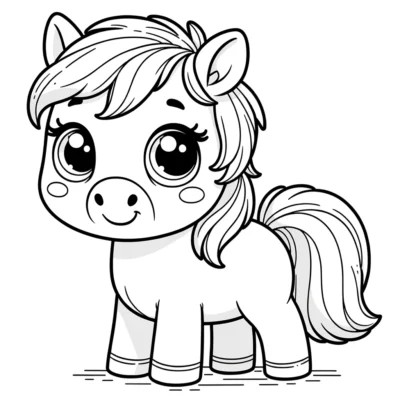 Una linda página para colorear de pony bebé.