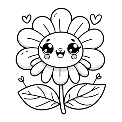 Kawaii flower coloring pages.