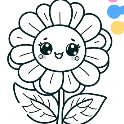 Una linda página para colorear de flores para niños.