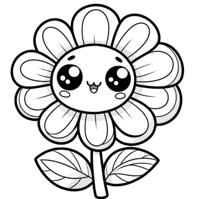 A cute kawaii flower coloring page.