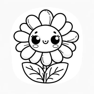 Una linda página para colorear de flores kawaii.