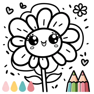 A coloring page of a flower.