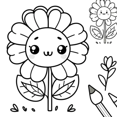 A coloring page of a flower.