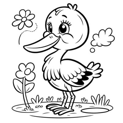 A cute stork coloring page.