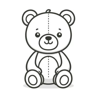 A black and white teddy bear sitting on a white background.
