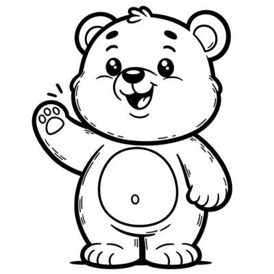 Lindo dibujo para colorear de osito de peluche.