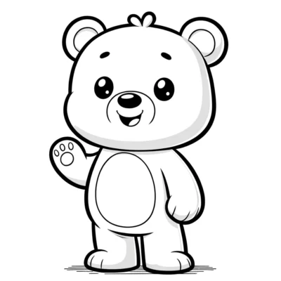 Una página para colorear de un oso de peluche de dibujos animados.