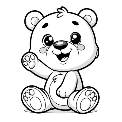 Una página para colorear de un oso de peluche de dibujos animados.