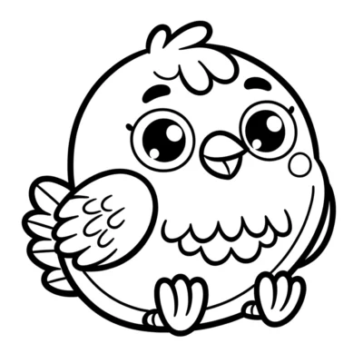 A cartoon bird coloring page.