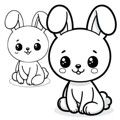 A cartoon bunny coloring page.