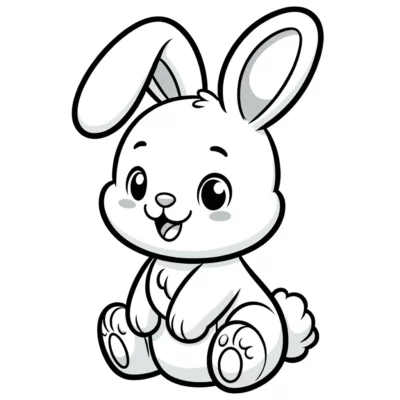 A cartoon bunny sitting on a white background.