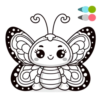 A cute butterfly coloring page for kids.