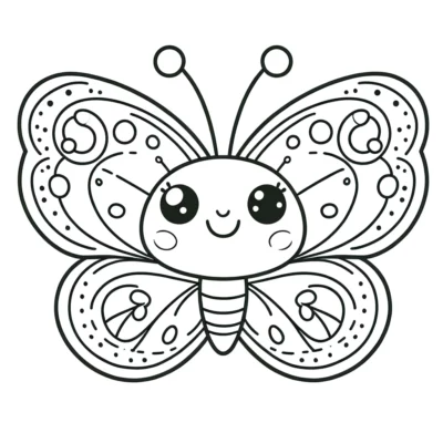 A cute butterfly coloring page.