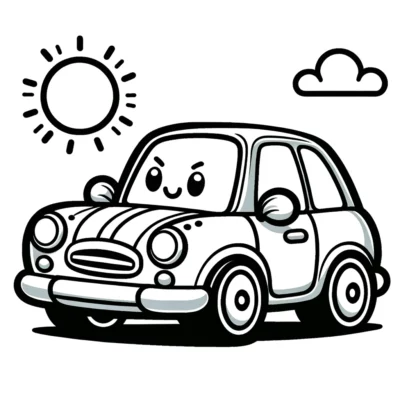 A cartoon car on a white background.