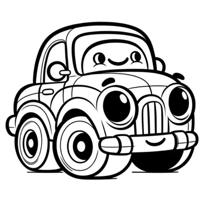 A cartoon car coloring page.