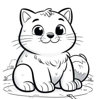 A cat sitting on the ground coloring pages.