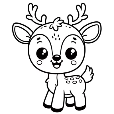 A cute baby deer coloring page.