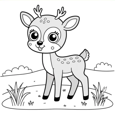 A cute deer coloring page.