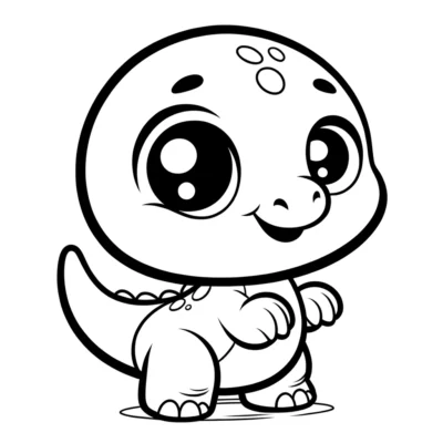 A cute baby dinosaur coloring page.