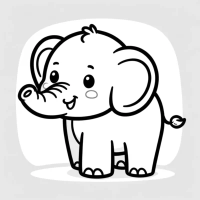 Ein Cartoon-Elefant auf weißem Hintergrund.