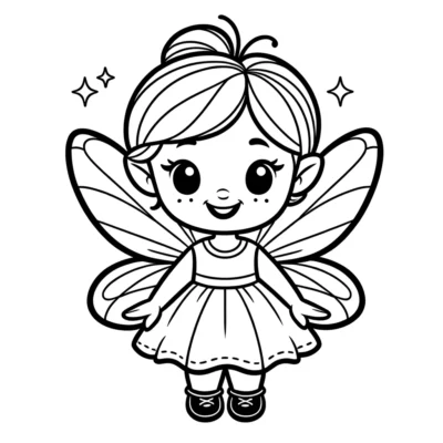 A cute little fairy coloring page.