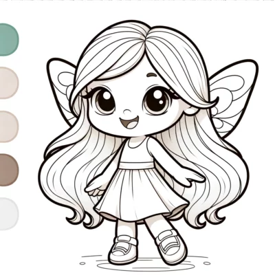 An image of a fairy coloring page.