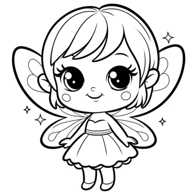 A cute little fairy coloring page.