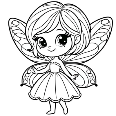 A cute little fairy coloring page.