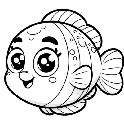 A cartoon fish coloring page.