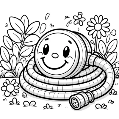 A hose with a smiley face coloring page.
