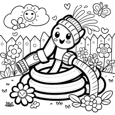 A cute hose coloring page for kids.