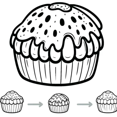 Eine Zeichnung eines Cupcakes.