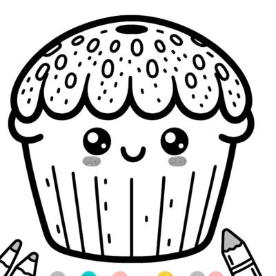 A coloring page of a cupcake.