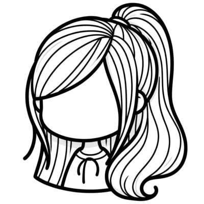 Arte lineal de un personaje femenino estilizado con un peinado de cola de caballo.
