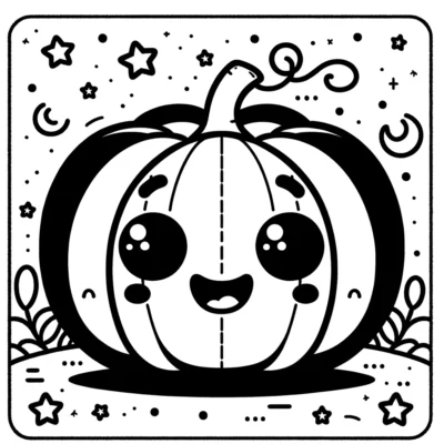 A black and white pumpkin coloring page.