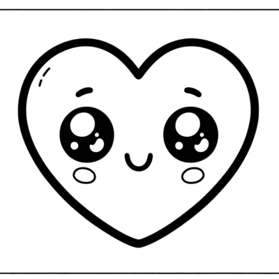 Kawaii heart coloring pages.