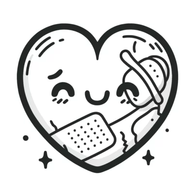 A kawaii heart with a toothbrush in it.