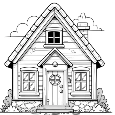A cartoon house coloring page.