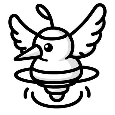 Ilustración de un pájaro estilizado con alas extendidas que emerge del centro de una bombilla.