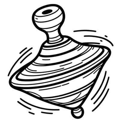 A spinning top in motion with dynamic lines indicating movement.