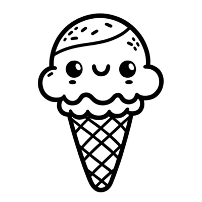 An ice cream cone with a smiley face on it.