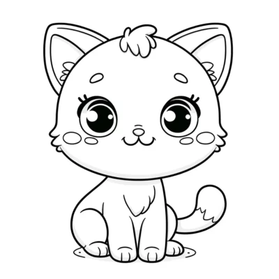 A cute cat coloring page.