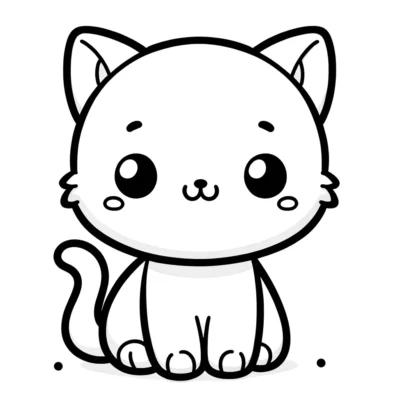 Un dibujo para colorear de un gato blanco y negro.