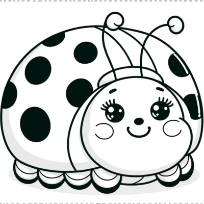 A ladybug coloring page with polka dots.