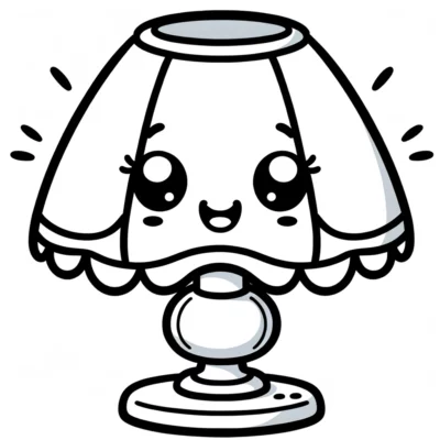 An illustration of a cute, anthropomorphic table lamp with a smiling face.