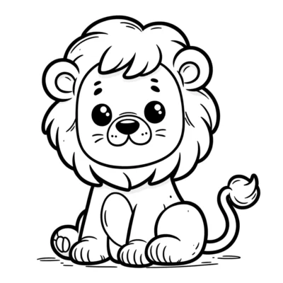 A cute lion coloring page.