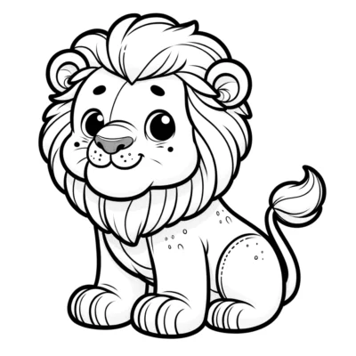 A cute lion coloring page.