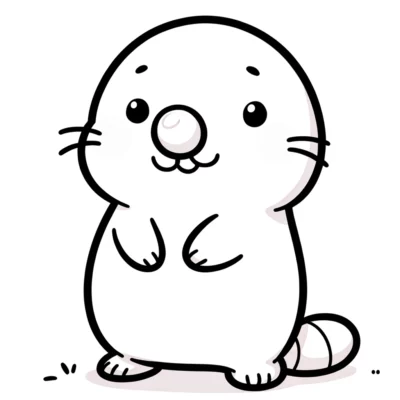 Una ilustración de una alegre foca de dibujos animados de pie.