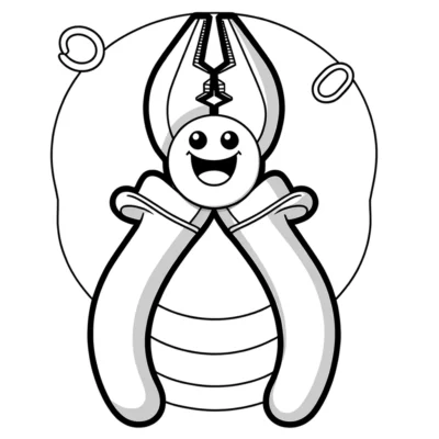 Ilustración en blanco y negro de un personaje de dibujos animados sonriente con atuendo real.